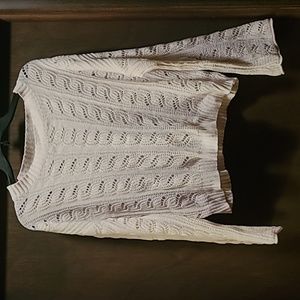 American Eagle Outfitters Cream Open-Knit Cropped Sweater